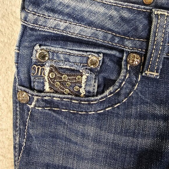Miss Me Jeans Womens Size 26 Skinny Leg Low Rise Stretch Denim Flap Pockets Rock - Picture 5 of 15